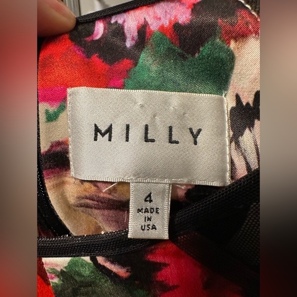 Milly Floral Mesh Midi Sheath Dress Size 4 - Picture 2 of 6